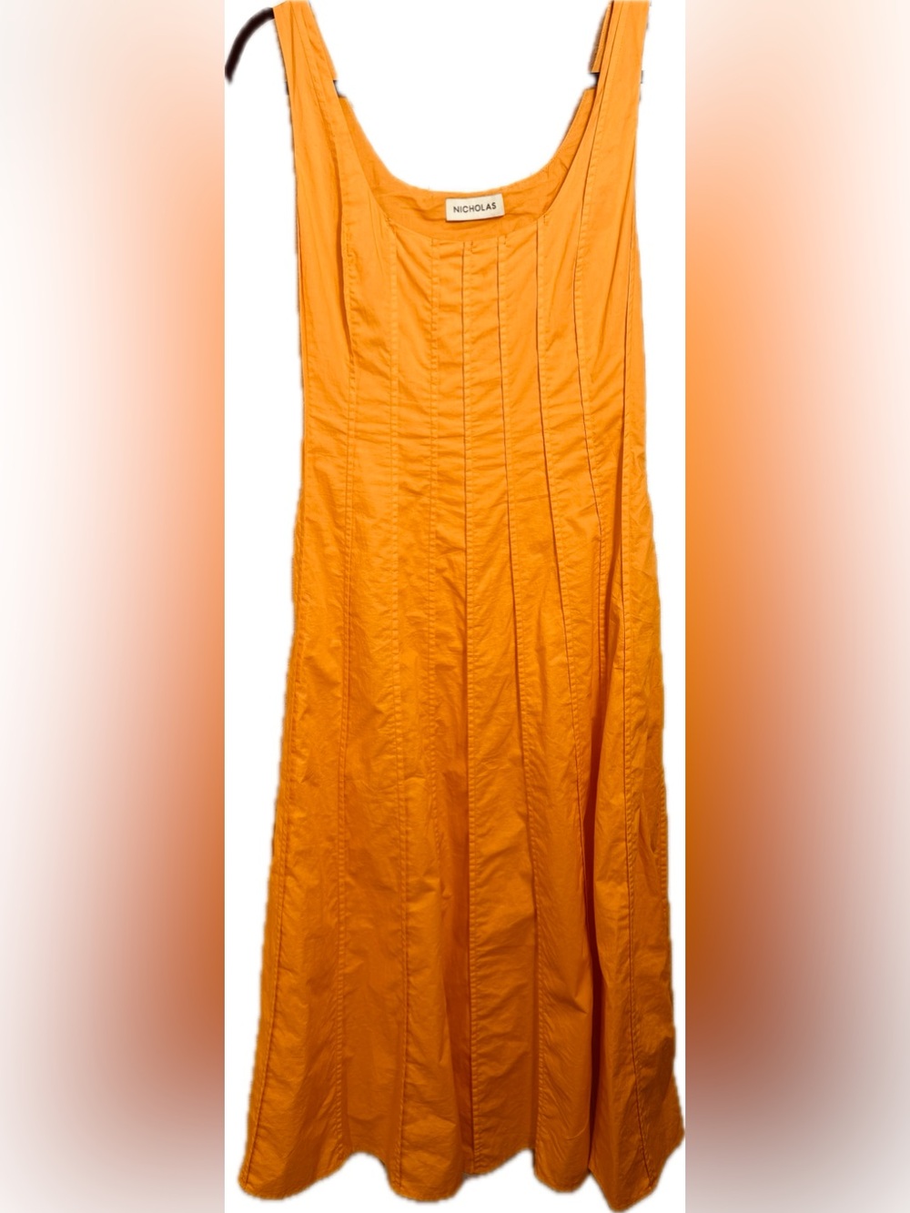 Nicholas Talullah Dress A-Line Midi Pintucked Cotton-Poplin Size 4